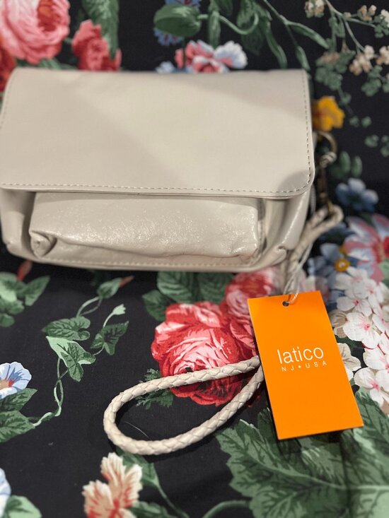 latico Handbags - NWT Latico Cream Leather Braided Wristlet Clutch Wallet Floral Lining